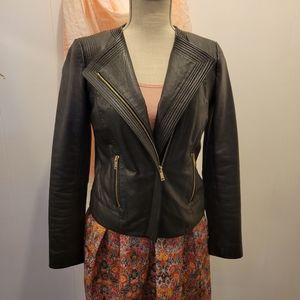 Ann Taylor 100% leather moto jacket Small Petite